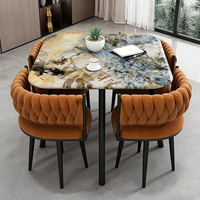 Ensemble de table à manger rectangulaire moderne avec cadre en métal convertible, 4 chaises pour la maison, le bar, le restaurant, la villa, meubles