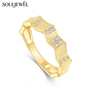 Bague en moissanite géométrique ondulée Souljewel, plaquée or 18 carats, argent S925, forme irrégulière, couleur D, VVS, cadeau de fiançailles ou de mariage pour <span class=keywords><strong>femme</strong></span> - Product Image 3