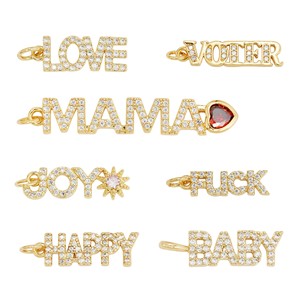 Love Letter Pendant 24.8mm Gold Plated Copper For Necklace Making Jewelry Findings - Product Image 5