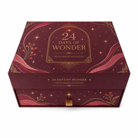Calendrier de l'Avent de Luxe Personnalisé Rouge avec Tiroirs, Boîte Cadeau 24 Jours, Emballage Beauté avec Logo Gaufré Or