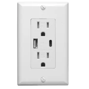 Garantía de calidad Salidas USB eléctricas Pared Eléctrica USB C Enchufe de pared Conveniente UL Cu Carga de energía estándar americana 15A