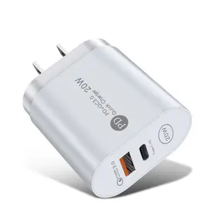 Adaptador de parede usb tipo c 20w, entrada dupla pd 5v 2a eua ue reino unido