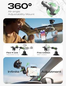 Support de téléphone pour <span class=keywords><strong>voiture</strong></span>, construction entièrement métallique, ventouse puissante, rotation à 360°, compatible avec les smartphones de 4 à 7 pouces - Product Image 6