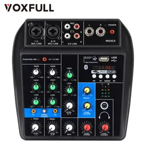 Voxfull MX-04 4-saluran Stereo konsol Mixing dengan <span class=keywords><strong>Output</strong></span> XLR dan <span class=keywords><strong>input</strong></span> <span class=keywords><strong>USB</strong></span>/<span class=keywords><strong>RCA</strong></span> untuk DJ pesta sekolah Play & Rekam - Product Image 1