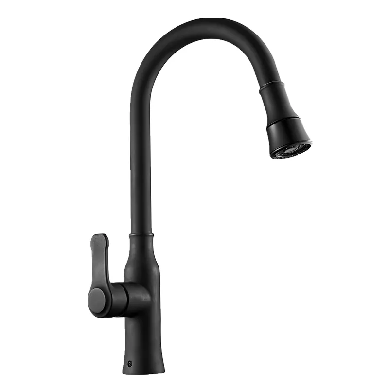 Luxury Brass black kitchen faucet pull out spray head sink water mixer taps