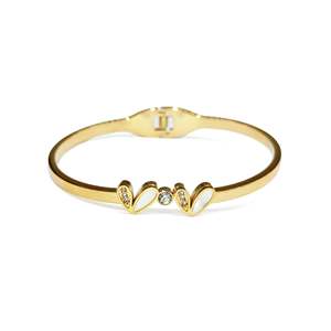 Bracelets romantiques en alliage plaqué or, tendance, en forme de cœur et de chiffres, avec sertissage clos de diamants, pour cadeaux - Product Image 1
