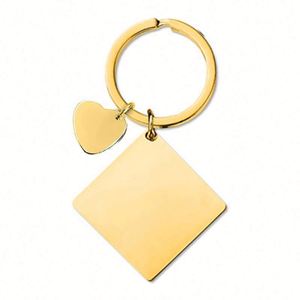 Factory New <b>Square</b> Metal Stainless Steel Material Carving Holiday Gift Blank Keychain Accessories - Product Image 5