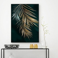 Affiche murale sans cadre avec feuilles de plantes dorées abstraites, impression sur toile de style moderne, peinture artistique, décoration unique pour le salon