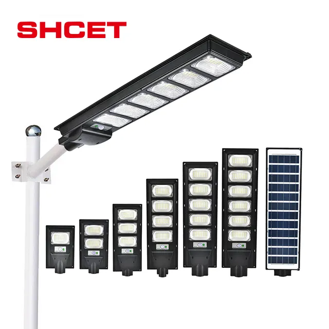 2022 Outdoor 3000 SMD led panel solar light motion sensor private all in one remote 200W street lamp with pole