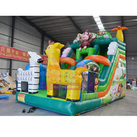 Château gonflable durable en PVC pour animaux, équipement de parc d'attractions, zoo, toboggan double voie de 15 pieds, léger, certifié CE, pour enfants