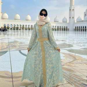 Abaya para Mujer, Ropa de Dubái, Oriente Medio, Emiratos Árabes Unidos, <span class=keywords><strong>Egipto</strong></span>, Atuendo de Viaje, Talla Grande, Poliéster, Estampado Floral, Cuello en V, Manga Ancha, Forro - Product Image 2
