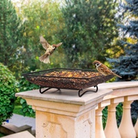 Mangeoire à oiseaux en acier inoxydable à mailles carrées, à poser au sol