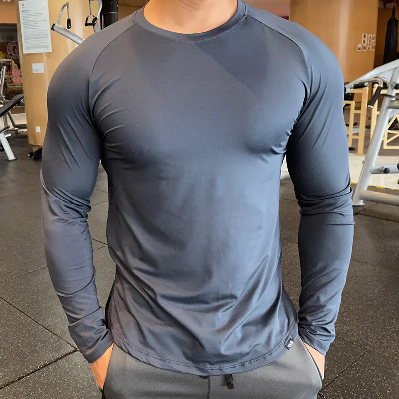 Quick Dry Fitness Sport camicie palestra uomo Activewear camicia all'ingrosso Jogging T Shirt manica lunga per uomo