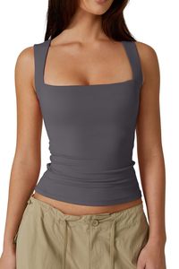 Wholesale Women Tank <b>Top</b> Square Neck Slim Fit Summer Casual <b>Top</b> Private Label Custom - Product Image 6
