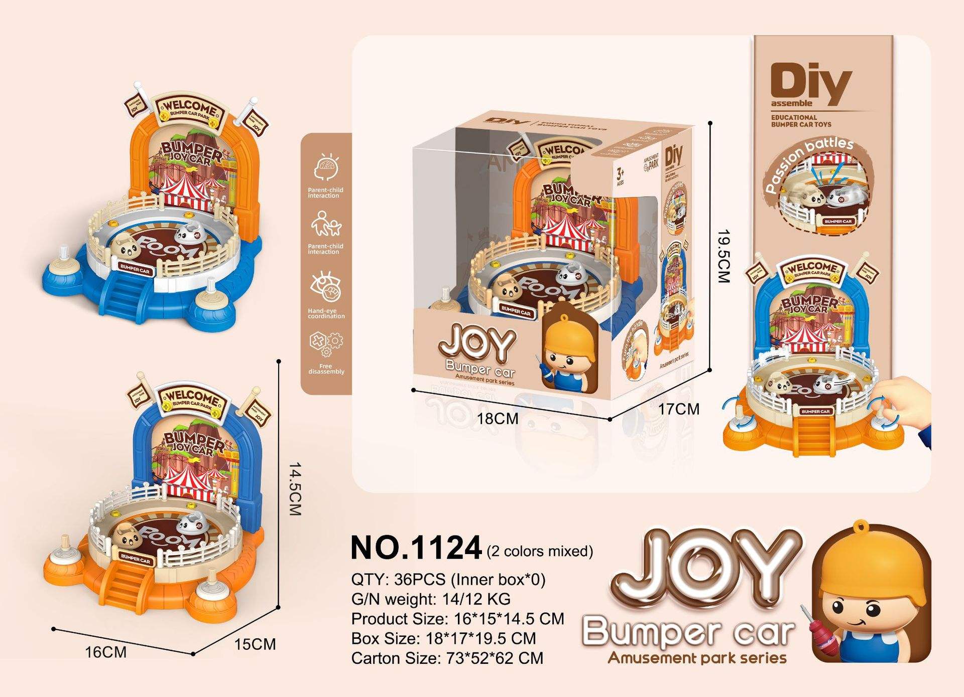 Assembled bumper car LMS-1124, 36PCS/CTN