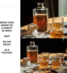 1 Pack 750ml Hand Crafted Modern Transparent Crystal Irish <b>Cut</b> Triangular <b>Glass</b> Bottle Scotch Wine Liquor Whiskey <b>Decanter</b> Set - Product Image 6