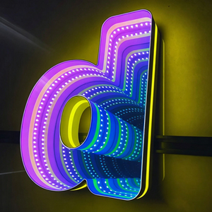Enseigne personnalisée en miroir infini 3D avec lettres lumineuses LED pour bar, club, restaurant - Product Image 1