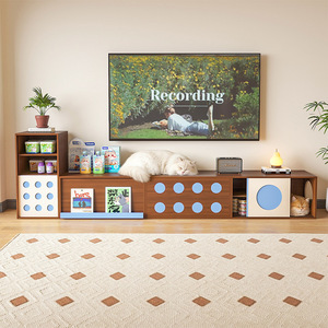 Three In One <b>Cat</b> House Solid Wood TV Stand With Scratching Pad And Sleeping Area For <b>Cats</b> - Product Image 5
