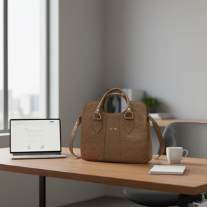 Maletín de Cuero Vacuno Fana Thaliss Color Avellana con Cierre de Cremallera para Uso en Oficina, Maletín para Hombre - Product Image 2