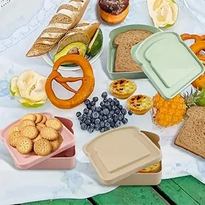 Toast Shaped Portable Lunch <b>Box</b> Sandwich <b>Plastics</b> Bento <b>Box</b> with Lid Student Office School Outdoor Lunch <b>Box</b> Food Container - Product Image 2