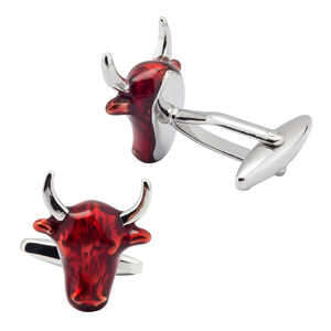 Chemise de costume d'affaires français écologique en alliage de cuivre élégant tête de taureau rouge bijoux boutons de manchette hommes boutons de manchette pour chemise <span class=keywords><strong>homme</strong></span> - Product Image 1
