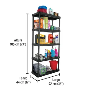 ชั้นวางของพลาสติกแบบหนา รุ่น BOX 1 รับน้ำหนักได้ 5 ชั้น/ชั้น 70 กก. 185x43x91 ซม. ยี่ห้อ TRUPER รุ่น EST-5-1BOX ผลิตในเม็กซิโก - Product Image 1