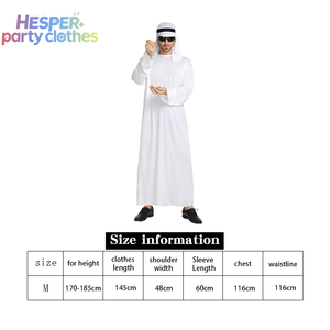 HESPER Túnica Árabe Blanca de Halloween, Disfraz Musulmán de Tela de Poliéster, Túnica para Hombre Adulto - Product Image 3
