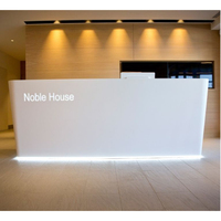 Coin Rond Blanc Couleur RVB LED Lumineux Surface Solide Bureau Réception Bureau De Luxe Hôtel Service Comptoir Meubles