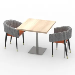 Mesa de bar e cadeiras de couro personalizadas para restaurante, conjunto para sala de jantar, bar, cafeteria, móveis de restaurante