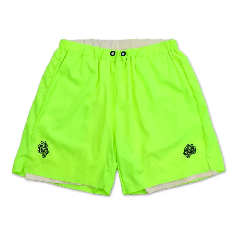 Qianzun Fluorescent Green Gym Athletic Training 100% Polyester Quick Dry Men Custom Logo Shorts