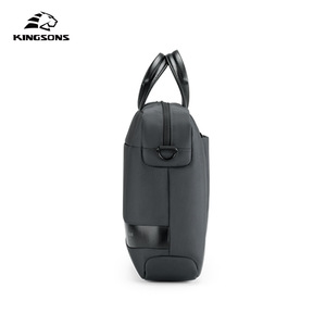 KINGSONS Business Laptop Bag Black Polyester Zipper Closure Crossbody <b>Briefcase</b> For Office Travel - Product Image 1