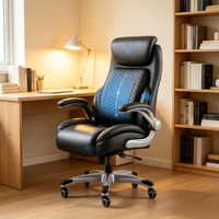 Chaise de bureau ergonomique de direction à dossier haut avec support lombaire escamotable, roulettes améliorées, appuie-tête réglable et accoudoirs relevables