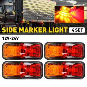 4Pcs <b>Red</b> Amber <b>LED</b> Clearance <b>Lights</b> Side Marker Lamps For Trailers Trucks Cars - Product Image 6