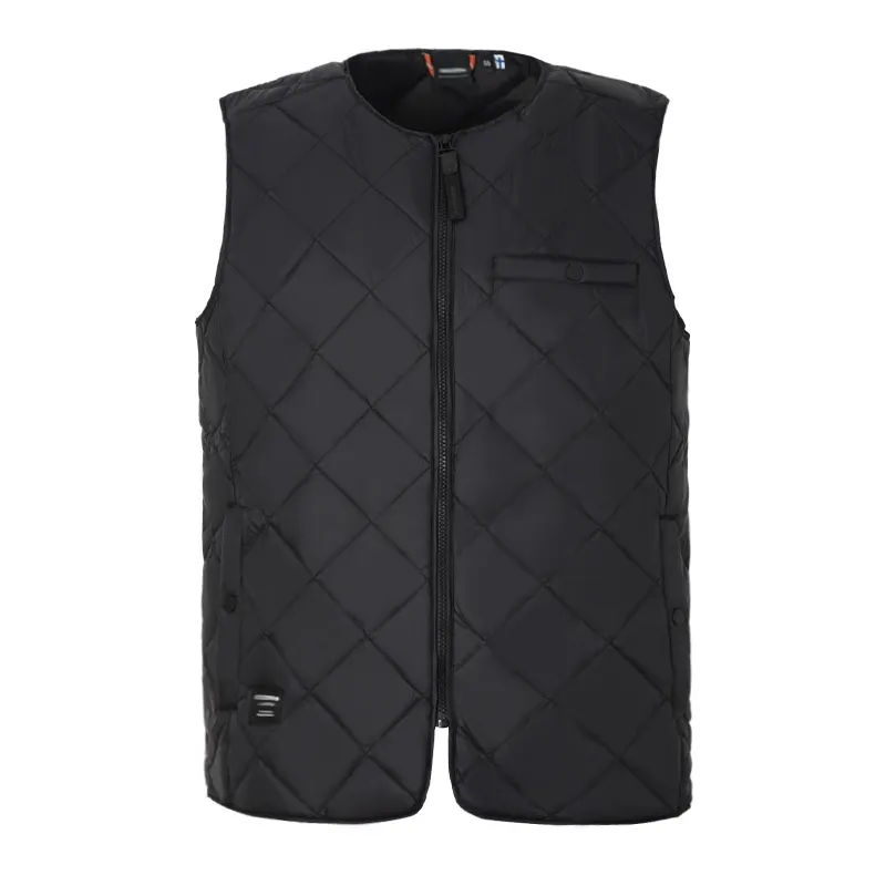 Custom Fashion Outdoor Clothing 2023 Sporty Vest Men Trendy Argyle Pattern Black Waterproof Duck Down Waistcoats