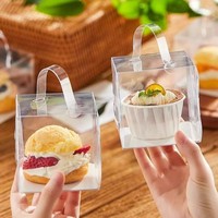 Boîte à gâteau carrée transparente en PET jetable, qualité alimentaire, pour tranches de gâteau, mille-feuille, mousse, pâtisserie, dessert, emballage pour boulangerie