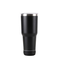 Gobelet isotherme portable en acier inoxydable 304 de 30 oz avec isolation sous vide, audio Bluetooth intégré, pour boissons froides, modèle Ice Bully.