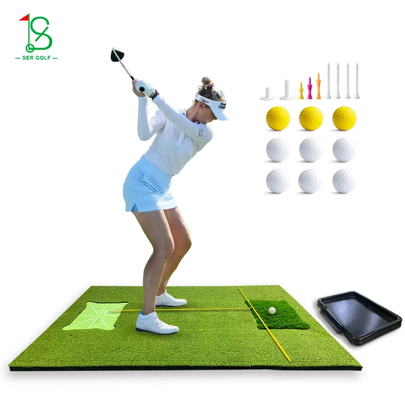 Simulator Golf terasa nyata hijau tikar Golf, tikar rumput latihan luar ruangan dalam ruangan tahan lama