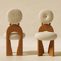 GEDO Chaise de salle à manger moderne et minimaliste en bois massif avec dossier Sherpa Remplissage éponge en mousse Meubles de maison en gros