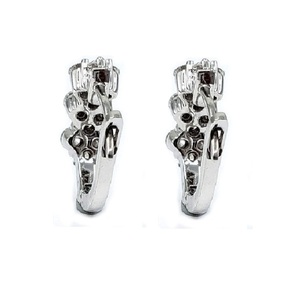 Boucles d'oreilles créoles fines en or blanc massif 18 carats avec diamants véritables, design romantique, haute qualité, vente en gros, cadeau de mariage pour femme - Product Image 3
