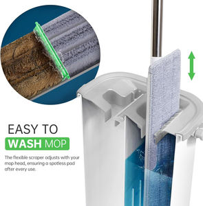 ไม้ถูพื้นแบบแบน อุปกรณ์ทำความสะอาดบ้าน ไม้ม็อบไมโครไฟเบอร์สำหรับปัดฝุ่นพื้น พร้อมถัง - Product Image 2