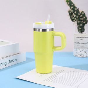 Travel Handle Car <b>Mug</b> 14oz Tumbler Insulated Double Wall Vacuum Stainless Lid Straw Anti-Slip Base - Product Image 2