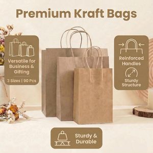 White Brown <b>Bread</b> Baking Kraft Paper <b>Bags</b> With Logo, Custom Snack Burger Food <b>Bag</b>, Cake Coffee Shop Takeaway <b>Bag</b> With Handles - Product Image 5