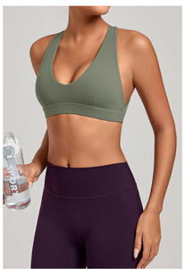 New Quick Drying Cross <b>Back</b> Women's Gym Fitness Yoga Sports Bra Medium Support <b>Padded</b> Activewear Solid Front Logo Plus Size Bra - Product Image 6