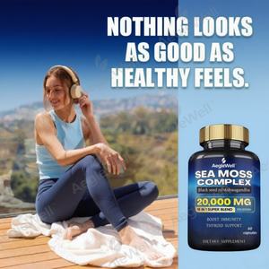 Aeglewell Marque privée Huile de graine noire Shilajit Mousse de mer Ashwagandha Bladderwrack Bardane Gingembre <span class=keywords><strong>Capsules</strong></span> Tout en Un - Product Image 2