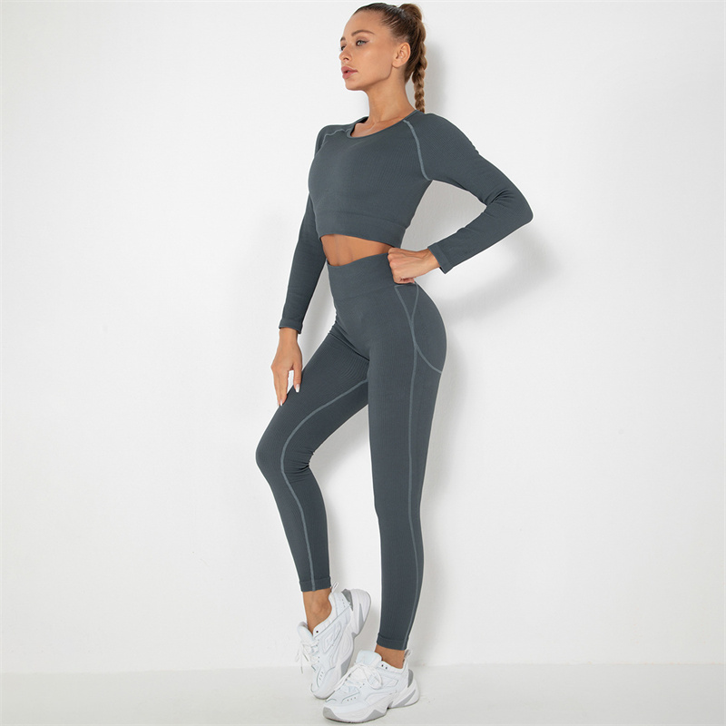 5 colors Fashion Modern Breathable Workout Clothing Women Active Wear Yoga Set hygroscopic and sweat releasing