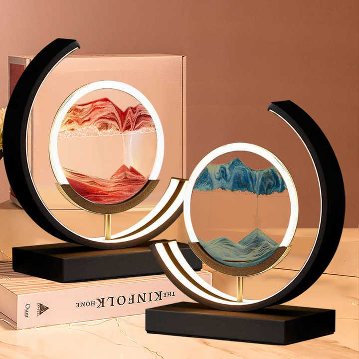 Dropshipping Hourglass Desk Lamp Rotating Quicksand Painting 3D
