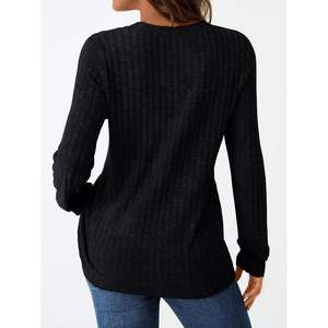 2025 Women's Henley V Neck <b>Long</b> <b>Sleeve</b> Dress Fall Casual Tunic <b>Top</b> Sweater with Loose Fit Elegant Dreesy Outfit - Product Image 5