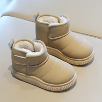Bottes de neige unisexes pour enfants, couleurs unies, tendance de la mode, bottines pour garçons et filles, doublure en polaire, imperméables, chaussures d'hiver pour enfants