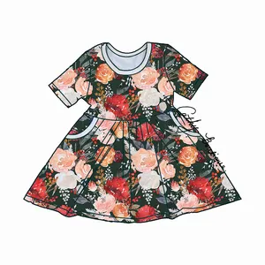 Floral Dresses 11 Years Old Gowns for Kids Evening Dresses with Pocket for Kids Girls for Girls Free Shipping 50 Children Short