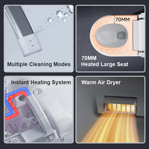 WC intelligent mural avec télécommande, siège chauffant, pression <span class=keywords><strong>d</strong></span>'<span class=keywords><strong>eau</strong></span> réglable, lavage féminin pour le confort des femmes - Product Image 4